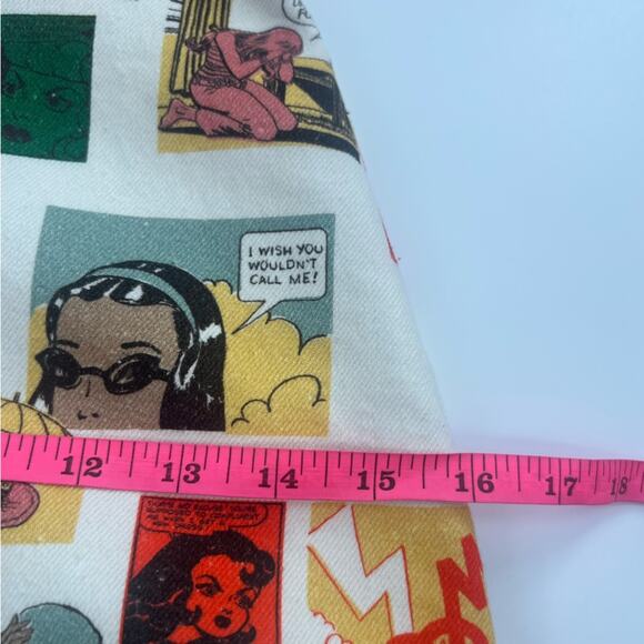 Reformation Davies Bustier Denim Mini Dress comic print sz 2 - Picture 7 of 9